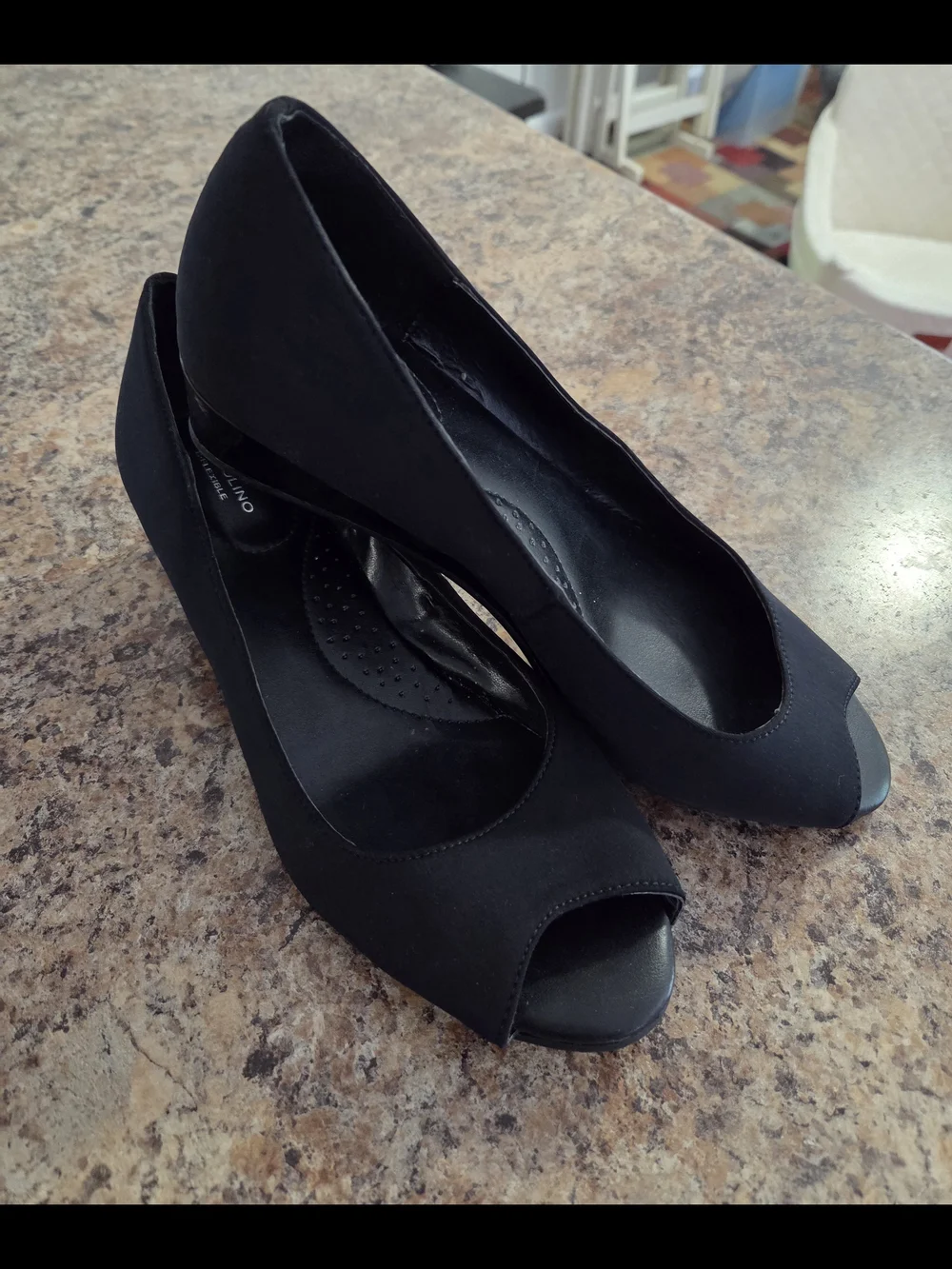 Bandolino Black Peep-Toe Wedges
